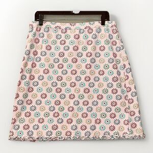 Fresh Produce Cotton Skirt Floral A Line Large Pink Daisy Print Ruffle Colorful